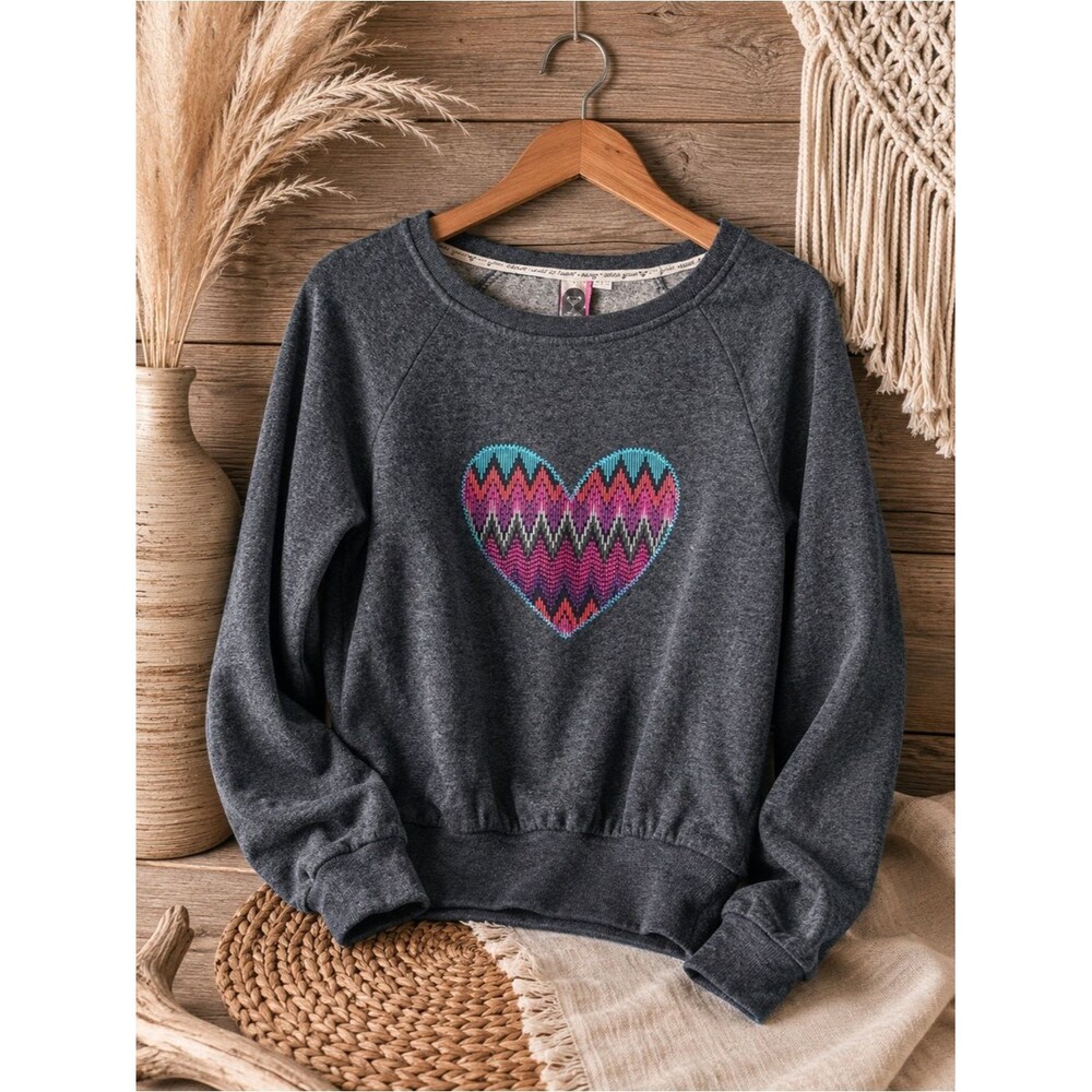 Roxy‎ Jr Large Grey Heart SweatShirt